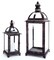 Diva At Home Set of 2 Distressed Black Pillar Candle Lanterns with Curved and Finial Tops 25.25"
